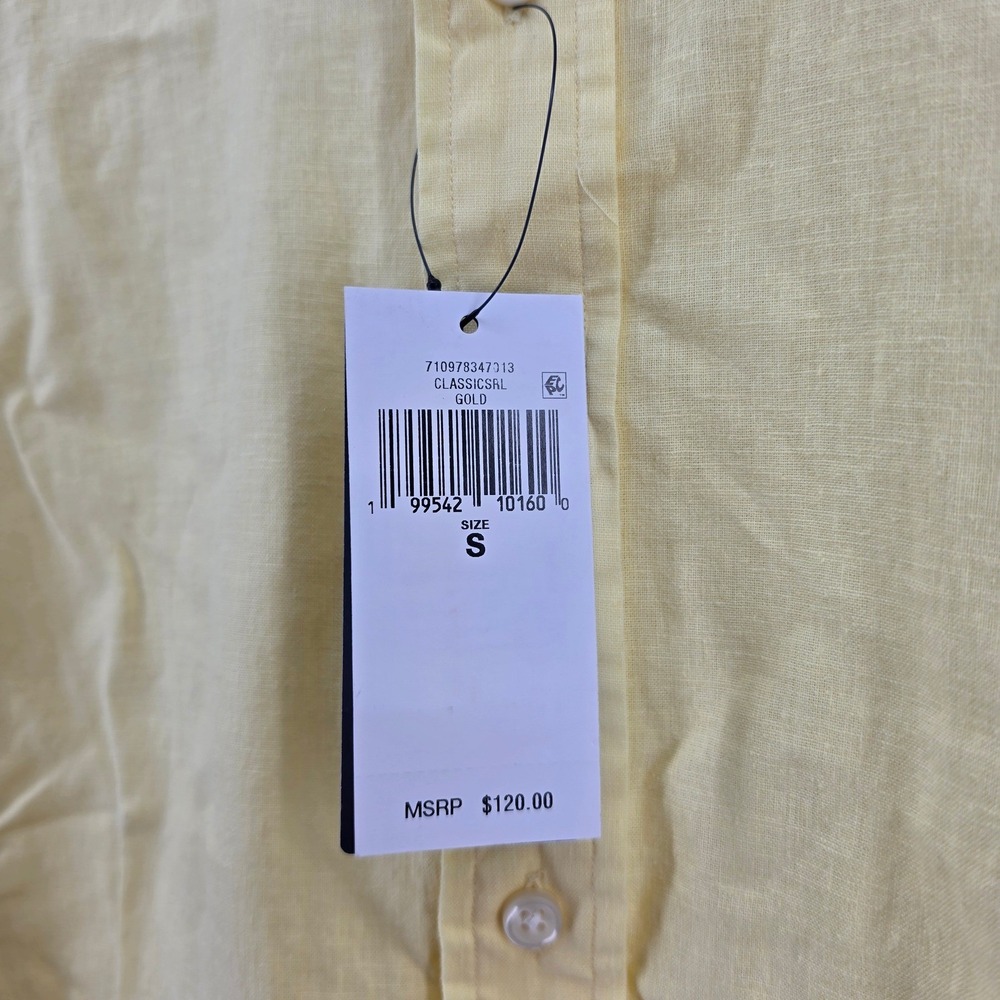 Polo Ralph Lauren Mens Small Yellow Linen Blend Short Sleeve Shirt NEW - Picture 4 of 7